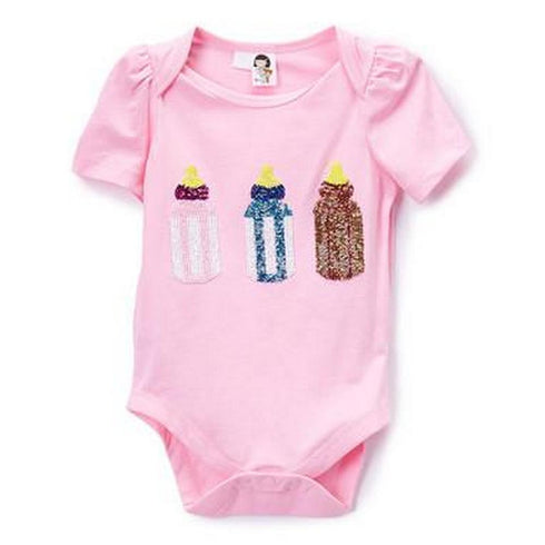 Baby Girls Pink Sequin Bottles Bodysuit 9-24M - SophiasStyle.com